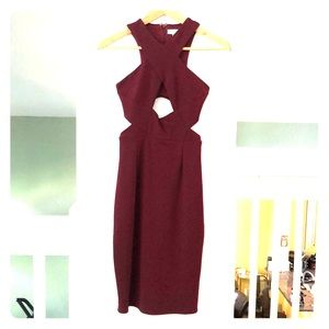 ♥️ TOBI MAROON CROSS FRONT CUTOUT DRESS